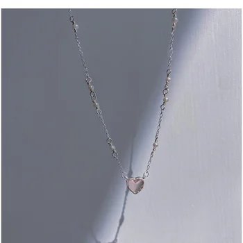 Prata s925 colar de prata esterlina fêmea cor-de-rosa do amor colar de pérolas clavícula cadeia de 2023 novo doce Super colar de fada