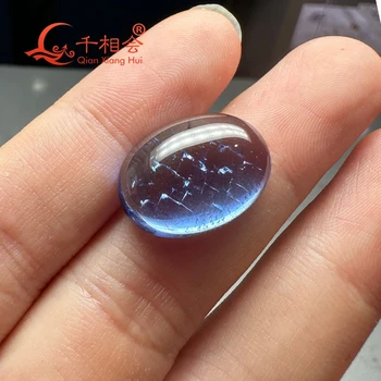 15x20mm forma oval plana cabochão de luz azul com inclusões de safira artificial, cor solta pedra de gema