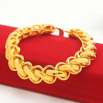 Exagerada versão de todo o 15mm sorte cabeça generoso e minimalista banhado a ouro jóias de casamento dos homens, pulseira de brinde comemorativo