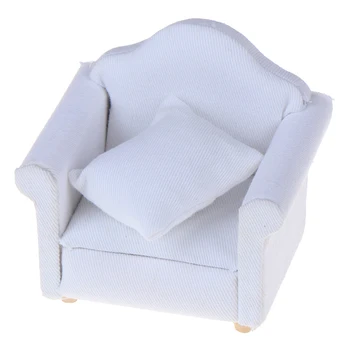 Sofá com encosto Almofada Mini Sofá Cadeira de Mobiliário Modelo de Brinquedos para a Casa de Boneca da Decoração de 1/12 Casa de bonecas em Miniatura Acessórios