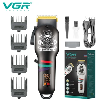 VGR Cabelo Clipper fio de Cabelo Máquina de Corte Profissional Barbeiro Ajustável Aparador de Pêlos Display Digital Clipper para Homens V-699