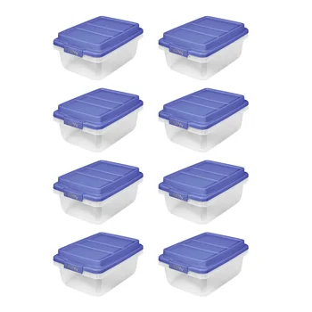Bolada 18 Qt. Limpar Armazenamento Bin com o Azul HI-RISE Lidstorage caixas de armazenamento da caixa de armazenamento