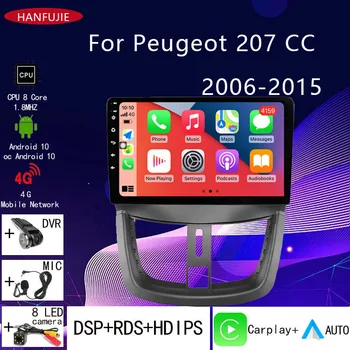 2 Din Android Rádio do Carro Player Multimídia sem Fio Carplay Auto GPS WIFI para Peugeot 207 CC 207CC 2006 2007 2008 2009 a 2015