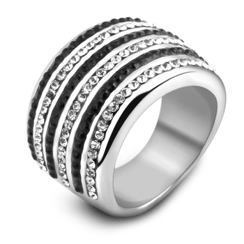 Moda das Mulheres Dedo o Anel de Cristal Austríaco Anéis de Casamento Para as mulheres de Aço Inoxidável 316L Com Austríaca de cristais Stellux
