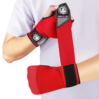 1 Par Gel de Mão do Boxe dispor Luvas Ajustável Metade do Dedo Luvas de Apoio com uma Longa Alça de Pulso de Boxe MMA Mão de equipamentos de Proteção