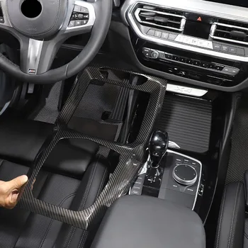 Para BMW X3 X4 G01 G02 2022 ABS com Fibra de Carbono de Carro do Centro da Consola de Engrenagem Painel Quadro Decorativo Adesivo de Carro Acessórios de decoração