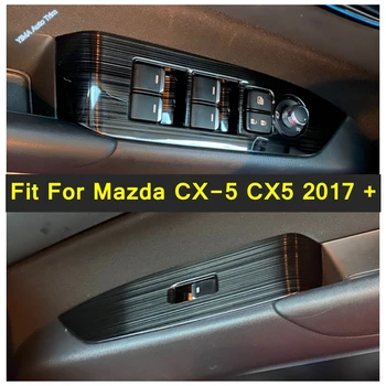 Janela Interruptor do Vidro da Tampa de Elevação de Controlo de Moldura de 4PCS Para Mazda CX-5 CX5 2017 - 2022 Prata / Fosco Partes Interiores