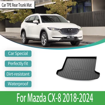 Ajuste Para o Mazda CX-8 CX 8 CX8 2018-2024 Traseira do Carro Esteiras Tronco TPE à prova d'água Durável Bagagem Tapete no Interior do Automóvel, Acessórios