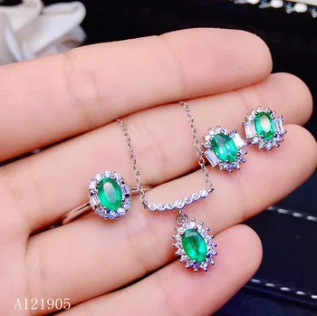KJJEAXCMY boutique prata esterlina da jóia 925 embutidos esmeralda natural jóias feminino de luxo anel pingente de colar, brincos do conjunto s