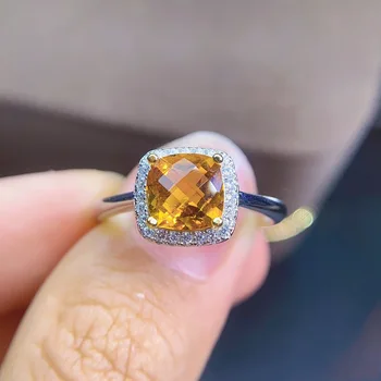 Produto Novo Prata 925 Moda Temperamento Zircão Simulação Amarelo Cristal Cheio De Diamante Anel Ajustável Para Mulheres Finas Jóias