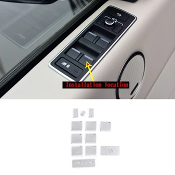Para Land Rover Range Rover VOGUE 2013-2017 estilo Carro de liga de Alumínio de Prata Carro de Elevador de Vidro Botão Adesivos de Carro Acessórios