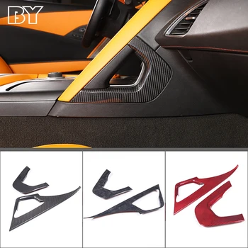 Real De Fibra De Carbono Para O Chevrolet Corvette C7 2014-2019 Carro Do Centro Interior Alça De Controlo De Moldura Decorativa Guarnição De Acessórios Auto