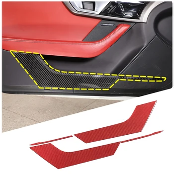 Para 13-22 Jaguar F-TYPE porta anti-kick do painel de adesivos real de fibra de carbono (soft) 4 peças (vermelho)