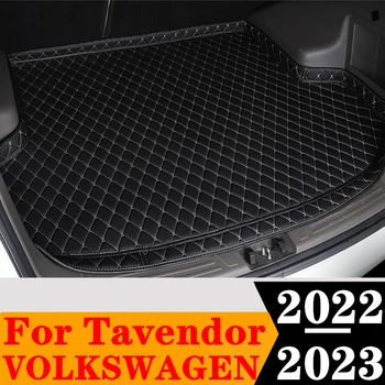 Sinjayer Carro Tapete Tronco de TODOS os Tempo Cauda de Inicialização de Bagagem Pad Tapete do Lado de Alta Carga Forro Para Volkswagen VW Tavendor 2022 2023