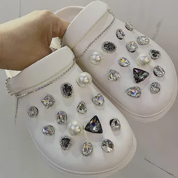 Cristal de Diamante pérola sapato de Fivela Croc Encantos Designer DIY Sapatos Decaration para Croc Jeans Tamancos de Crianças, Mulheres Meninas Presentes