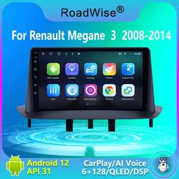 8+256 Android 12 auto-Rádio CarPlay Para Renault Megane 3 Fluence 2008 - 2014 Multimídia 4G Wifi GPS BT DVD 2 Din Autoradio Estéreo