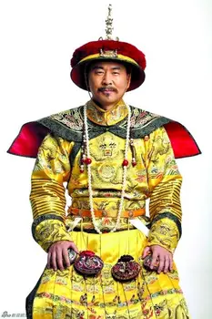 Dinastia Qing, Imperador Kang Xi Masculino Traje Hanfu para TV Play Lenda de Imperatriz Zhenhuan Qing Amarelo Dragon Robe