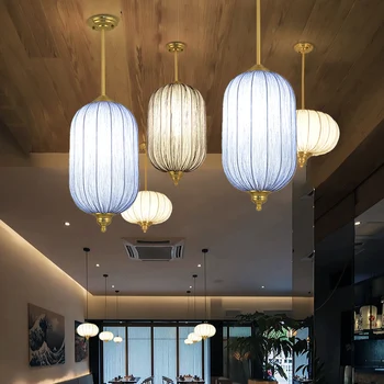 Novo Chinês Lustre Pendente Ilumina-se para a Sala de estar Quarto de Hotel Retro Pano Lâmpada Decorativa Arte Penduradas Luz da Luminária Suspendu
