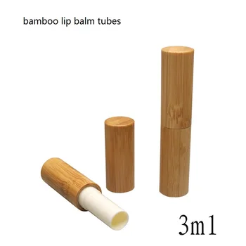 Frete grátis 15PCS 3ml de bambu lip balm tubos, vazio 3ml de bambu batom tubos, DIY Bambu Lip Balm com Batom Subpacote Tubo