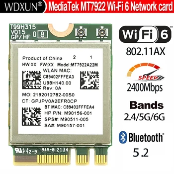 WiFi6E MT7922 MT7922A22M 2400Mbps de Placa wi-Fi de 2,4/5/6G Bluetooth 5.2 BT5.2 sem Fio, Adaptador sem Fio do Cartão de 2400M M. 2 NGFF