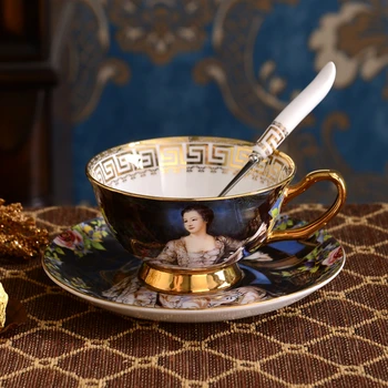 Retro Imperial Europeu Xícara De Café, Conjunto De Chá De Porcelana Conjuntos De Presente De Luxo Porcelana Cerâmica Café De Decoração De Casamento Copos De