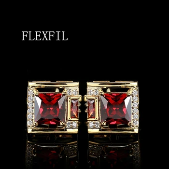 FLEXFIL de Luxo, camisa, abotoaduras para homens da Marca punho botões de punho links gemelos de cristal de Alta Qualidade de casamento abotoaduras de Jóias
