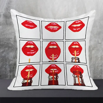 Os Lábios Vermelhos De Capa De Almofada De Decoração De Casa De Fronhas De Arte Decorativa Fronhas Mobiliário Elegante De Luxo Almofadas Do Sofá Fronha