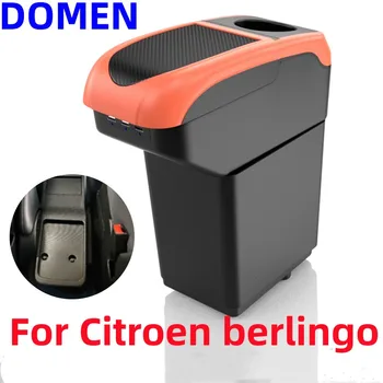 Nova Caixa de Armazenamento Para Citroen berlingo dedicada centro de apoio de braço caixa de estofos de Carregamento USB