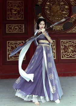 2023 Chinês Antigo Hanfu Vestido Das Mulheres Dia Das Bruxas Princesa Dunhuang Cosplay Traje De Dança Vestido De Festa De Roupa Roxa Hanfu Conjuntos
