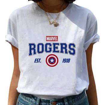 Disney Marvel Os Vingadores Capitão América T-shirts Harajuku Tendência Instagram Roupas de Mulheres super-Herói de Verão, Urbano, Casual T-Shirt