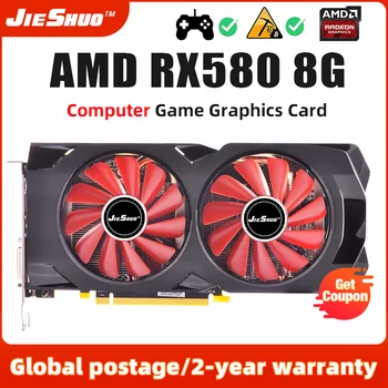 JIESHUO AMD RX580 8GB Gráficos de Cartão de memória GDDR5 256Bit PCI Express 3.0 ×16 GPU RX 580 8G Radeon Jogos de Placa de Vídeo Para o Computador da área de Trabalho
