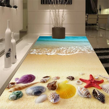 beibehang Praia Estrela do mar Conchas papel de parede personalizado papel de parede 3d pisos estereoscópica de chão de papel de parede para sala de estar
