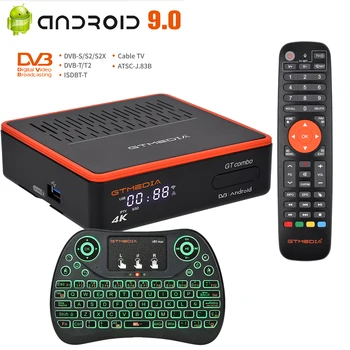 Android DVB caixa de TV GTMEDIA GTCOMBO Android 9.0 DVB-S2X/T2 Receptor de Satélite H. 265 4K Sintonizador de BT 4.1 Decodificador de TV Set-Top BOX