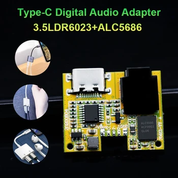 Tipo-C Digital Adaptador De Áudio 3.5LDR6023+ALC5686 Ouvir Músicas de Carregamento 2 In1 de Áudio Digital Decodificar Placa de circuito impresso do Módulo