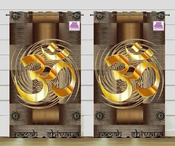 3D Deus OM Shiva Digital Impressa Cortinas para Sala, Quarto, Hall de Ouro de Luxo Cortinas Feitos Armar Templo na Índia
