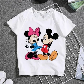 Crianças T-shirt de Verão de Moda Bonito Impressão de Mickey Mouse de Manga Curta T-shirt para Meninos e Meninas