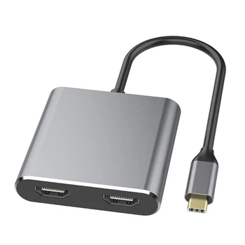 USB C Hub 4 em 1 Alumínio USB C Dock Station 2 x 60W Laptop PD Carregamento Concentrador USB 3.0, 4 Portas Placa
