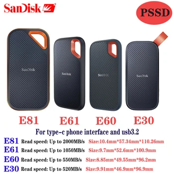 PSSD 1tb SanDisk 2 TB disco Rígido Externo-Tipo c HDD Portátil 500GB 1050M/S USB 3.1 4TB Disco de Estado Sólido para o Portátil mini tablet