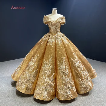 Ouro Vestidos De Quinceanera Vestido De Bola Fora Do Ombro Lantejoulas Apliques Mexicano Sweet 16 Dresses 15 Anos