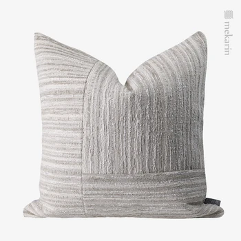 Projeto Original do modelo do sofá da sala de travesseiro sala de almofadas simples bege textura faixa de costura praça travesseiro almofada do assento