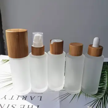 ECO-amigável recipientes para cosméticos 30ml de 50 ml, 100 ml 120ml 150ml de vidro fosco garrafa de bambu frascos de cosméticos