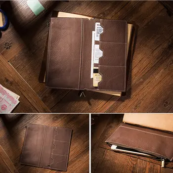 Yiwi Litchi Couro de Grão Viajantes Notebook Cartão de Saco Saco de Armazenamento Para Midori Viajante do Notebook Vintage Retro Acessórios
