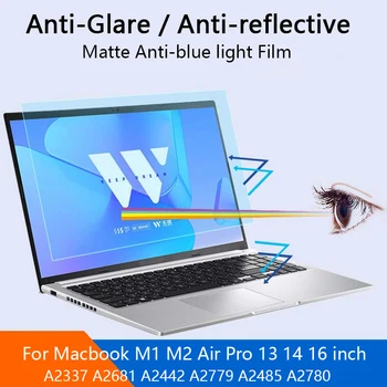 Anti-luz azul Protetor de Tela Para o Macbook Air De 13 M1 M2 A2337 A2681 Pro14 16 A2779 A2780 Anti-reflexiva Fosco Película Anti-Reflexo