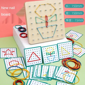 Montessori Bebê Criativo Brinquedo Gráficos de Borracha Empate Prego Placas, com Placas de Infância Educação Pré-escolar as Crianças Brinquedos Educativos