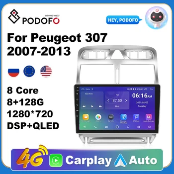 Podofo auto-Rádio Android GPS de Navegação Player Para Peugeot 307 2007-2013 2din som do Carro wi-Fi de Vídeo 2 DIN CarPlay
